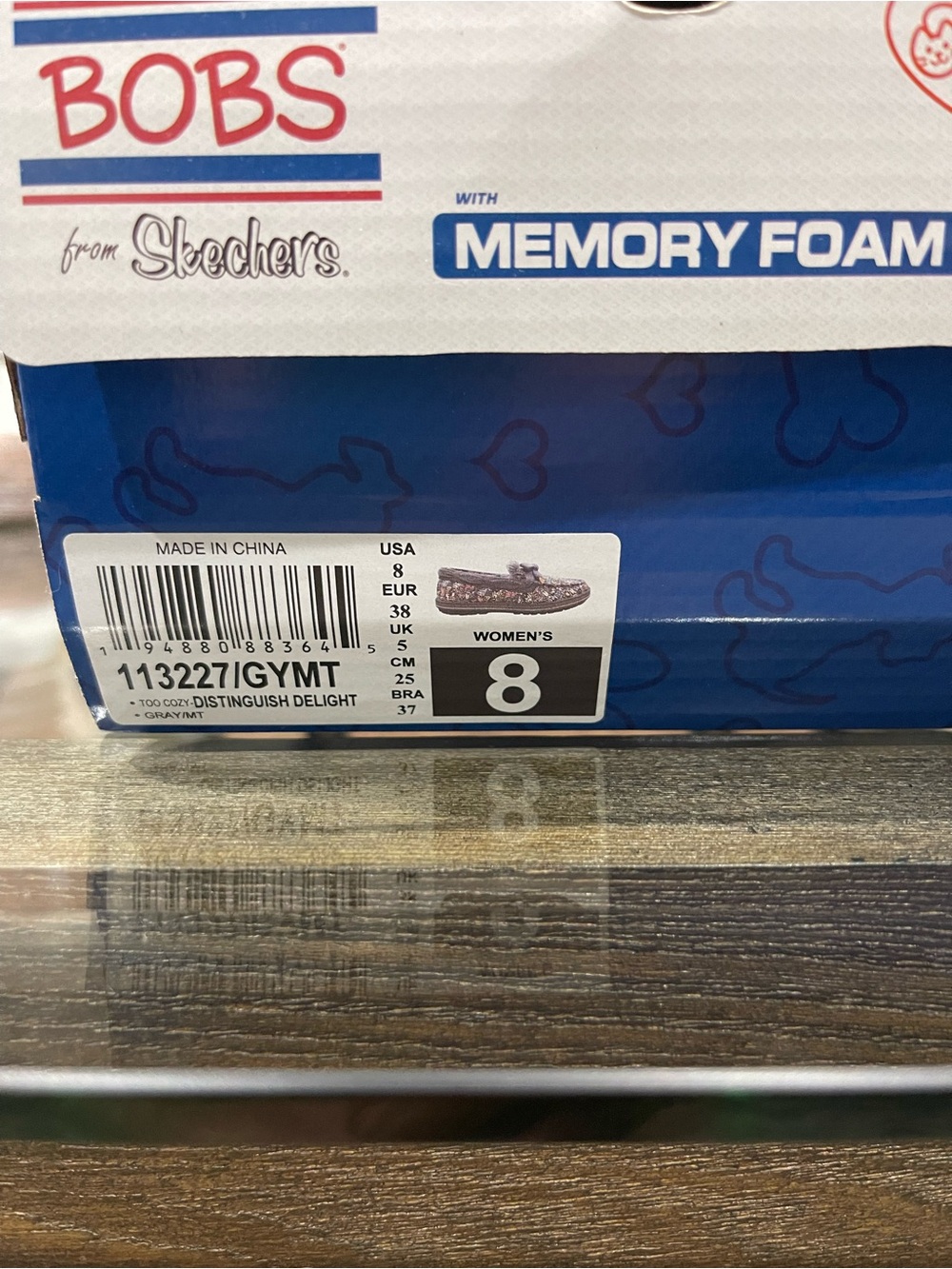 Bob’s by Skechers Women's Gray Patterned Slip-On Memory Foam Slippers - Picture 5 of 8